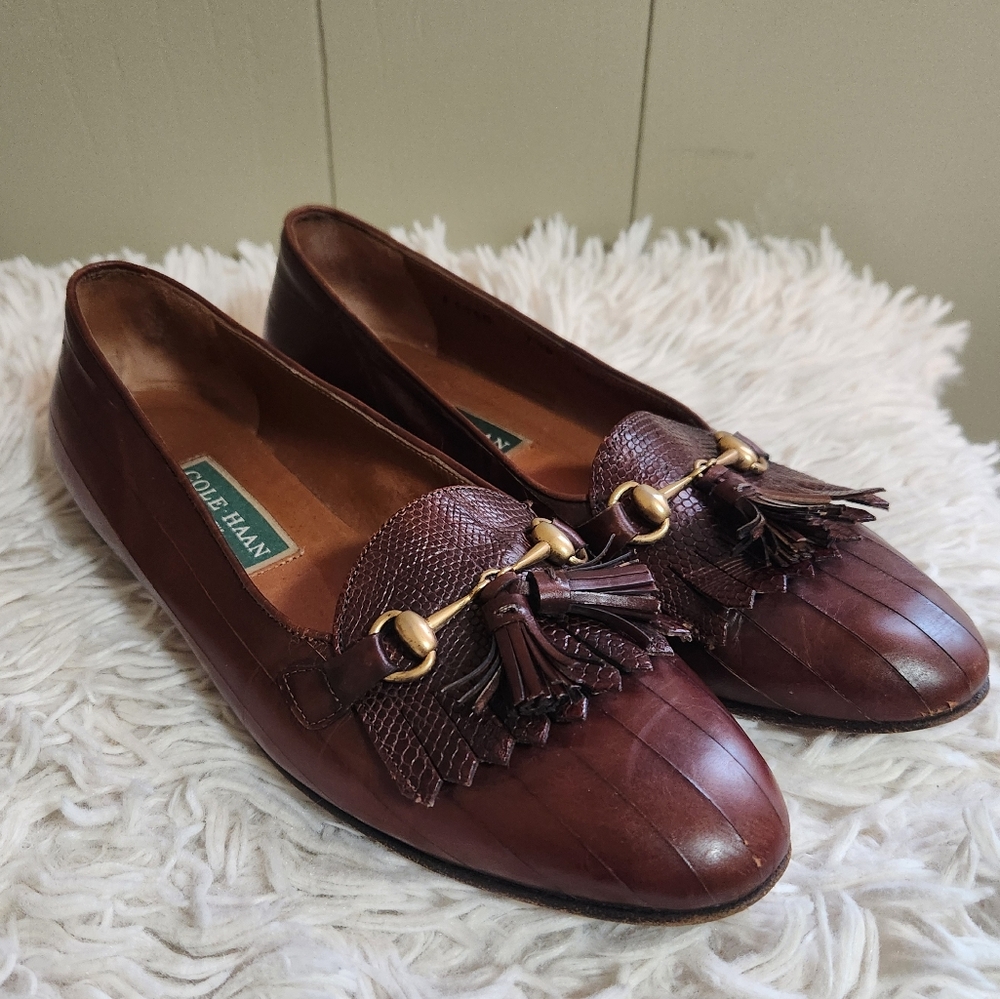 Cole Haan Brown Leather Tassel Loafers